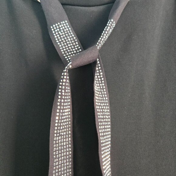 Joseph Ribkoff NWT Black Sparkle Rhinestone Hooded Tunic Quiet Luxury Size 12 - Picture 8 of 16